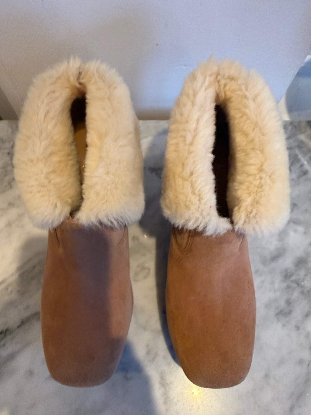 Ugg Suede Shearling Clog Boots in Chestnut - Picture 2 of 6